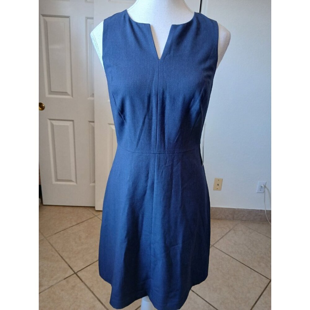 $79 Kensie Women's Blue Sleeveless Split‎ V-Neck A-Line Mini Dress Size XS